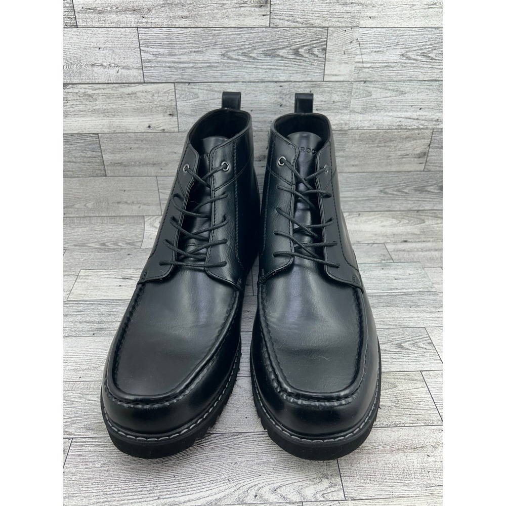 Rockport CJ1573 Men Black Moc Toe Chukka‎ Boots Lace Up Size 14M Lug Sole
